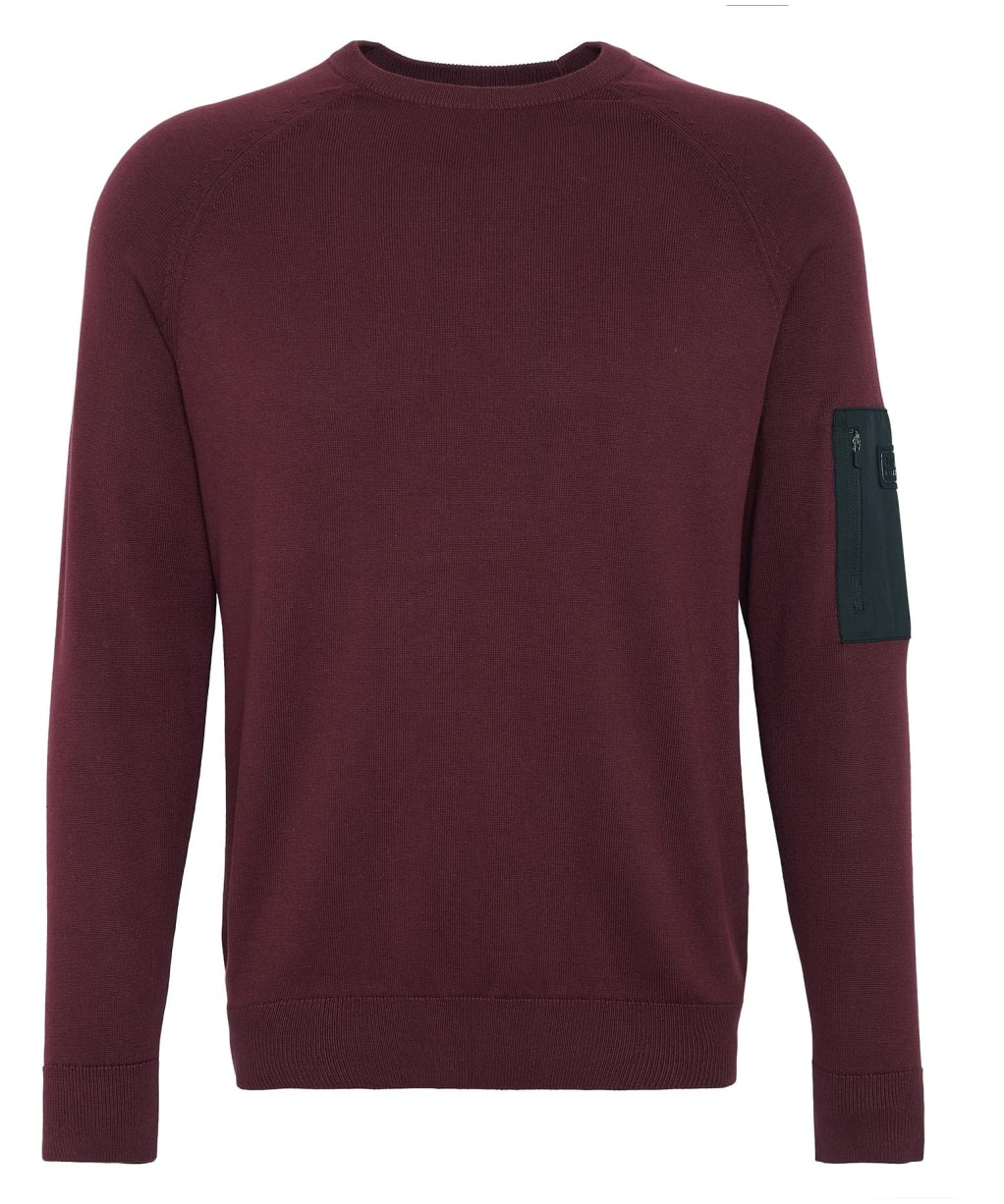 Men's Barbour International Blades Cotton Crew Neck Jumper - Bordeaux