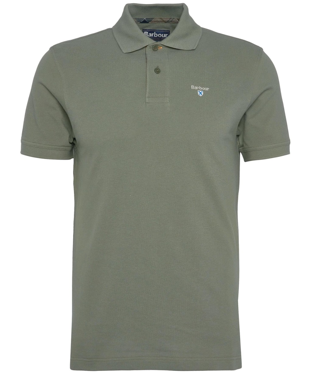 Men's Barbour Tartan Pique Polo Shirt - Green Slate