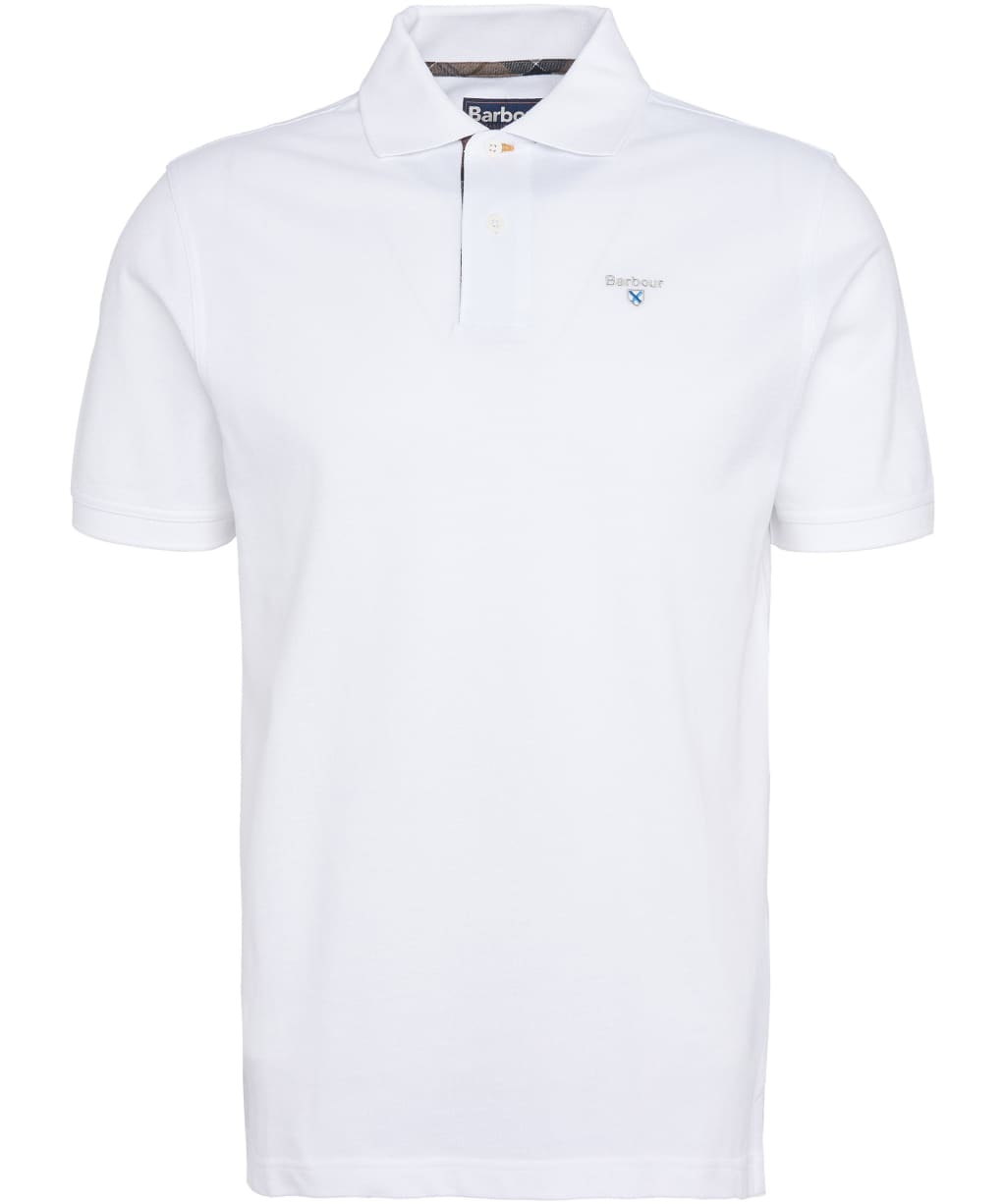 Men's Barbour Tartan Pique Polo Shirt - WHITE/CEDARWOOD