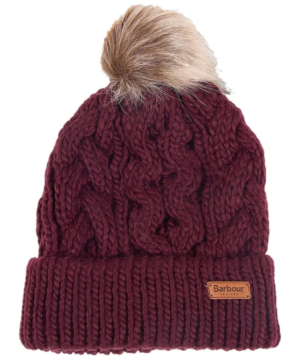 Women's Barbour Penshaw Cable Beanie - Bordeaux