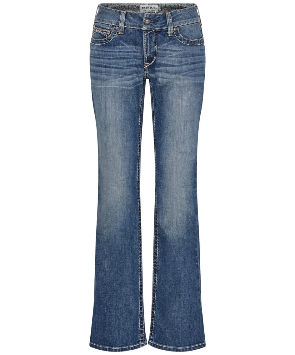 Women's Ariat R.E.A.L Mid Rise Stretch Whipstitch Boot Cut Jeans - Rainstorm