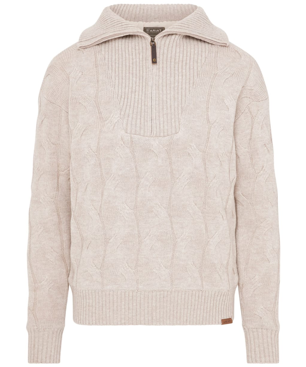 Women's Ariat Alamere Windproof Wool 1/2 Zip Sweater - Oatmeal Heather