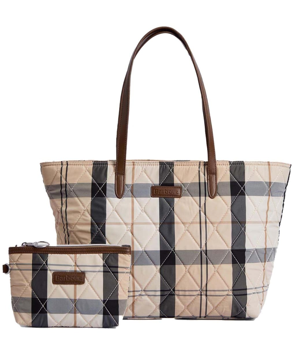 Women’s Barbour Wetherham Quilted Tartan Tote Bag - Safari Tartan