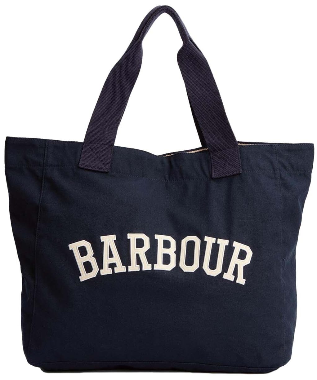Women's Barbour Logo Holiday Tote Bag - Navy / Stone