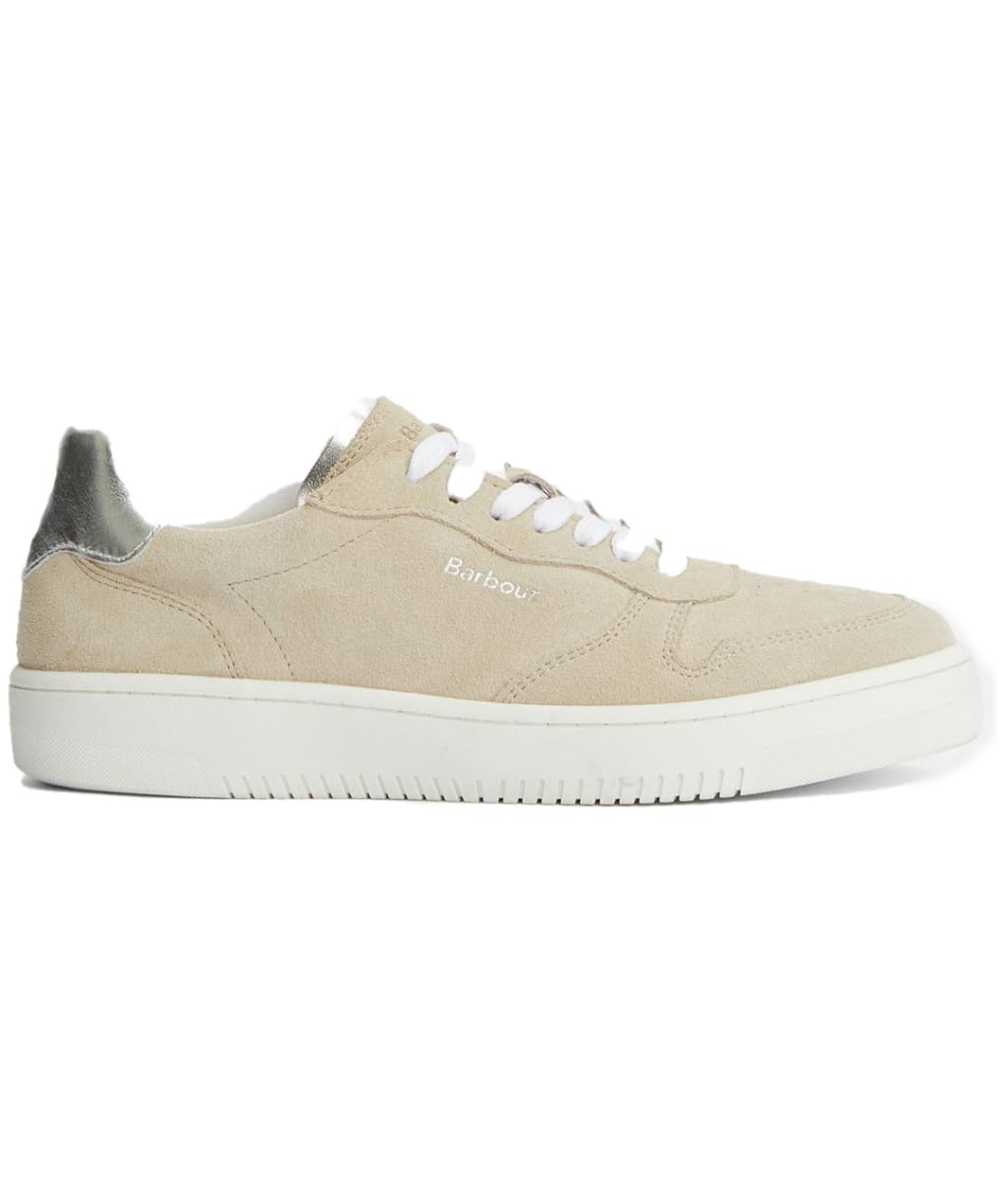 Women's Barbour Celeste Lace Up Cupsole Leather Sneakers - BEIGE/SILVER