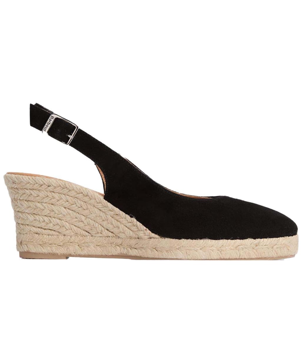 Women's Barbour Hazel Espadrille Wedge Sandal - Black Suede