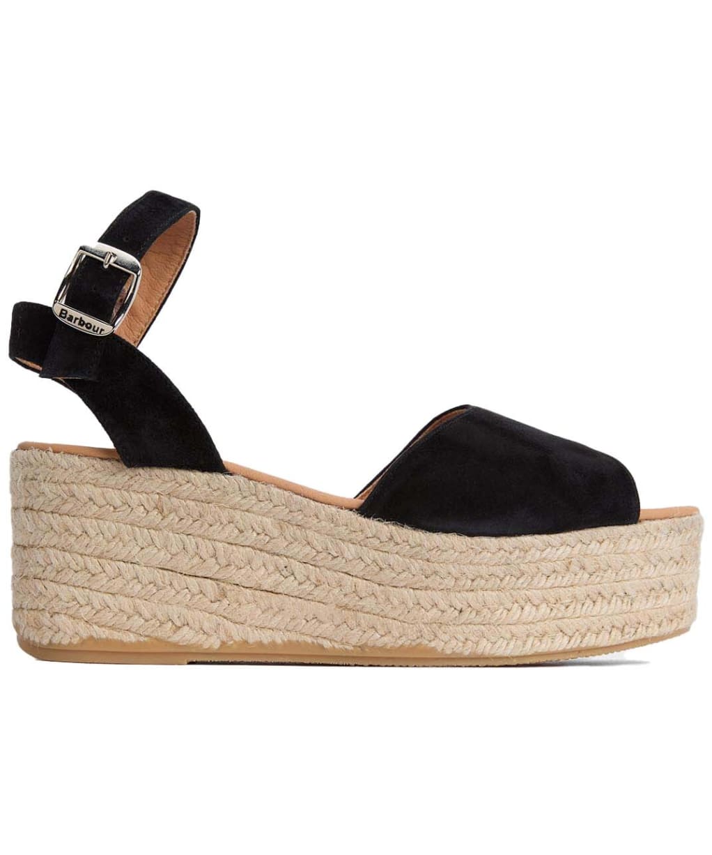 Women's Barbour Aspen Espadrille Wedge Sandal - Black Suede