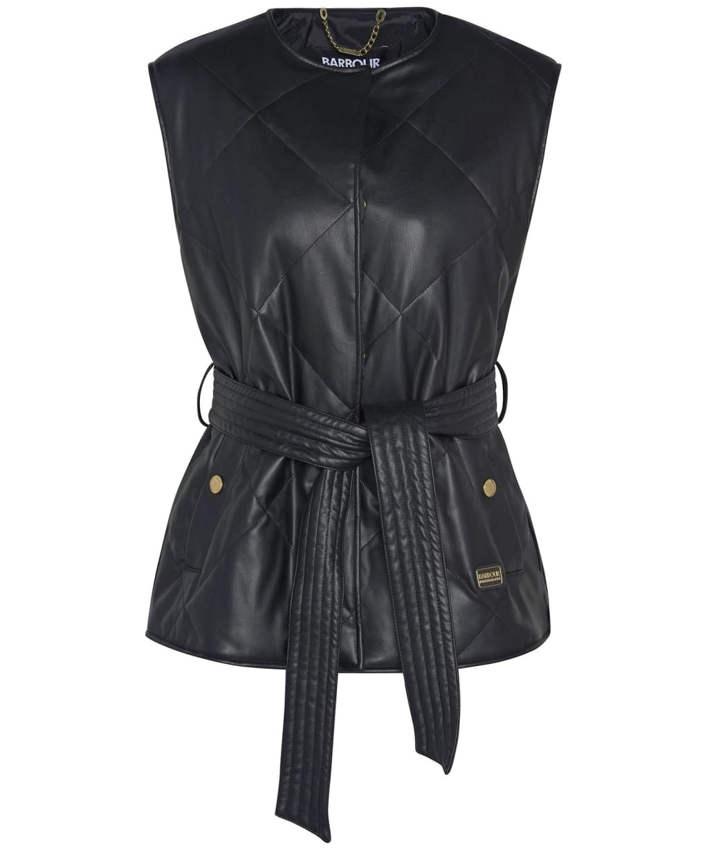 Women's Barbour International Rosa Faux Leather Quilted Gilet - Black