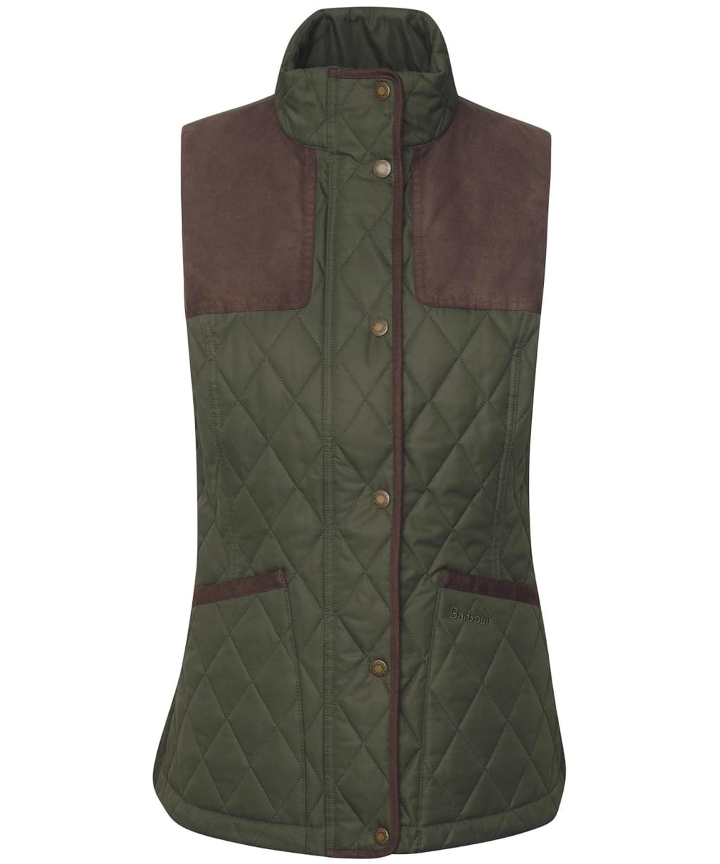 Women's Barbour Keeper Wear Quilted Gilet - Olive / Ancient Tartan