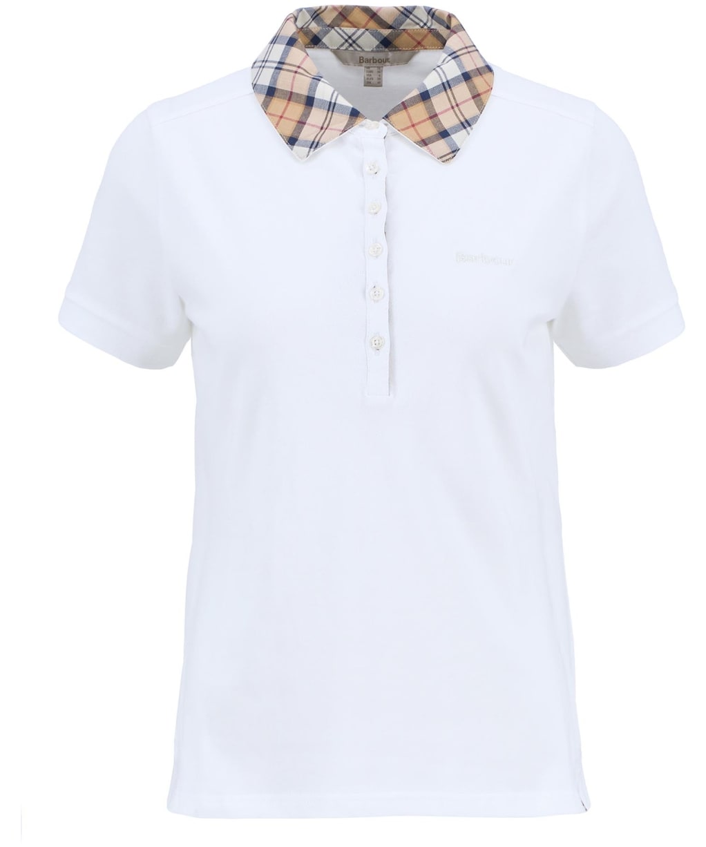 Women's Barbour Malvern Polo Shirt - White / Hessian