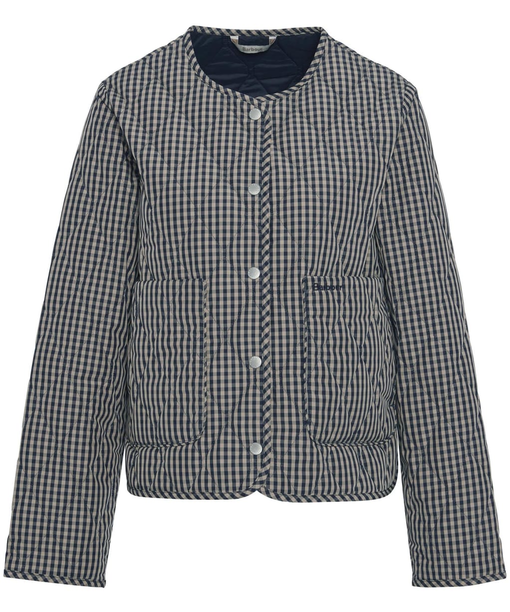 Women's Barbour Check Monroe Quilted Jacket - Navy / Sand Gingham