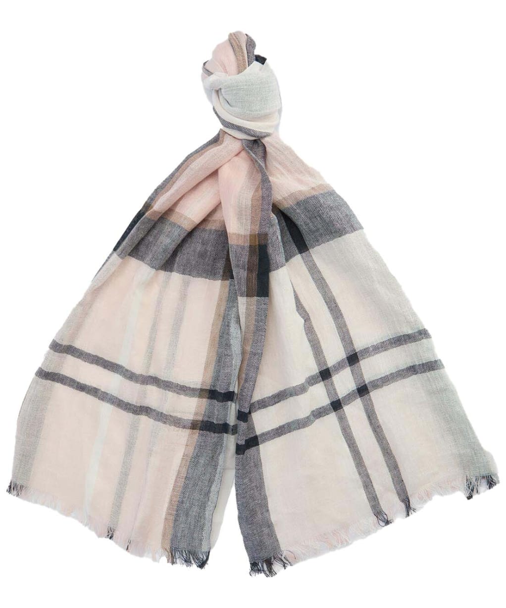 Women's Barbour Abigail Lightweight Cotton Linen Blend Tartan Scarf - Primrose Safari Tartan