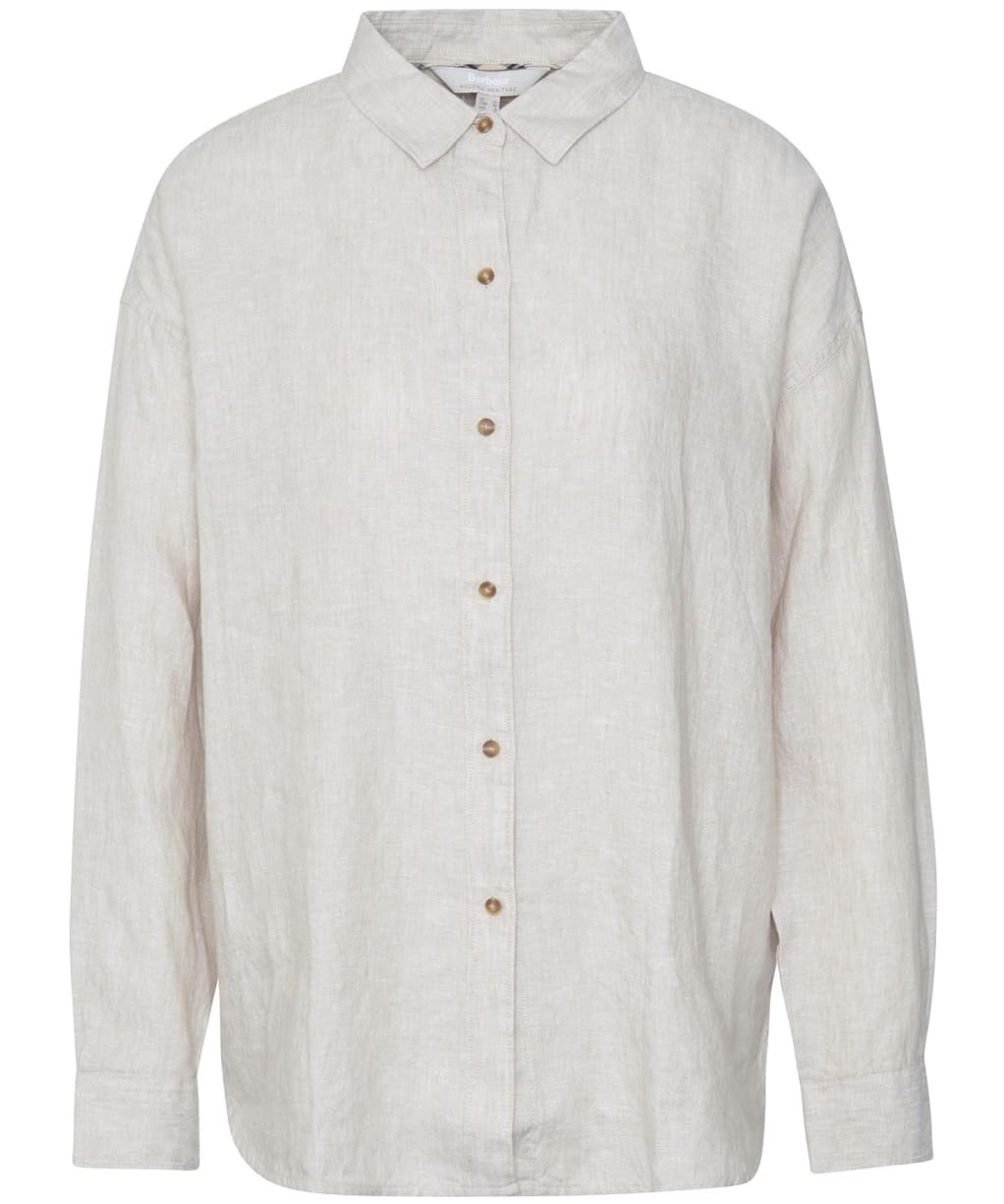 Women's Barbour Hampton Relaxed Fit Linen Shirt - Light Sand