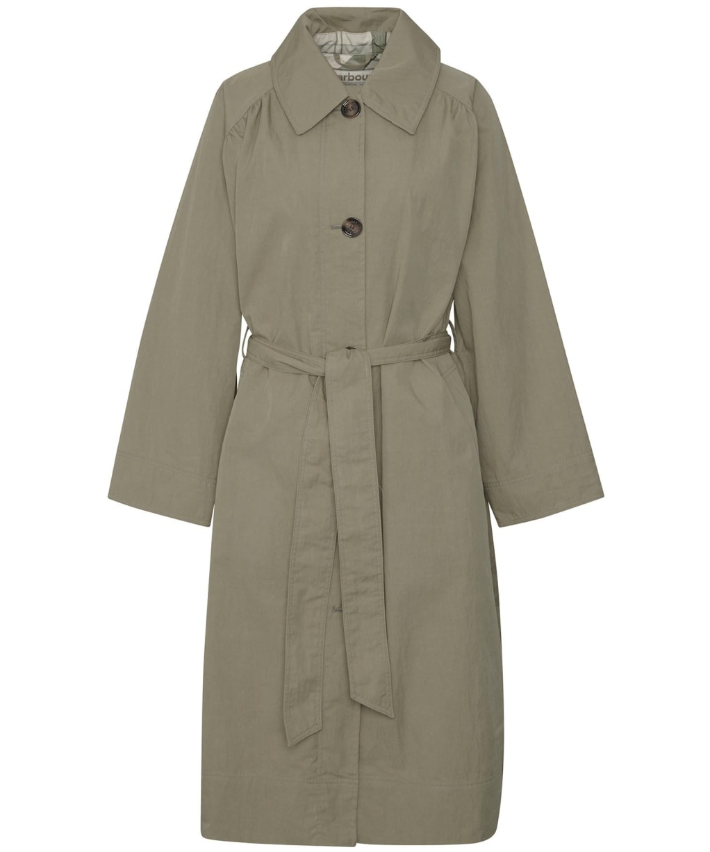 Women's Barbour Garbo Showerproof Trench Coat - Dusky Green / Rosemary Tartan