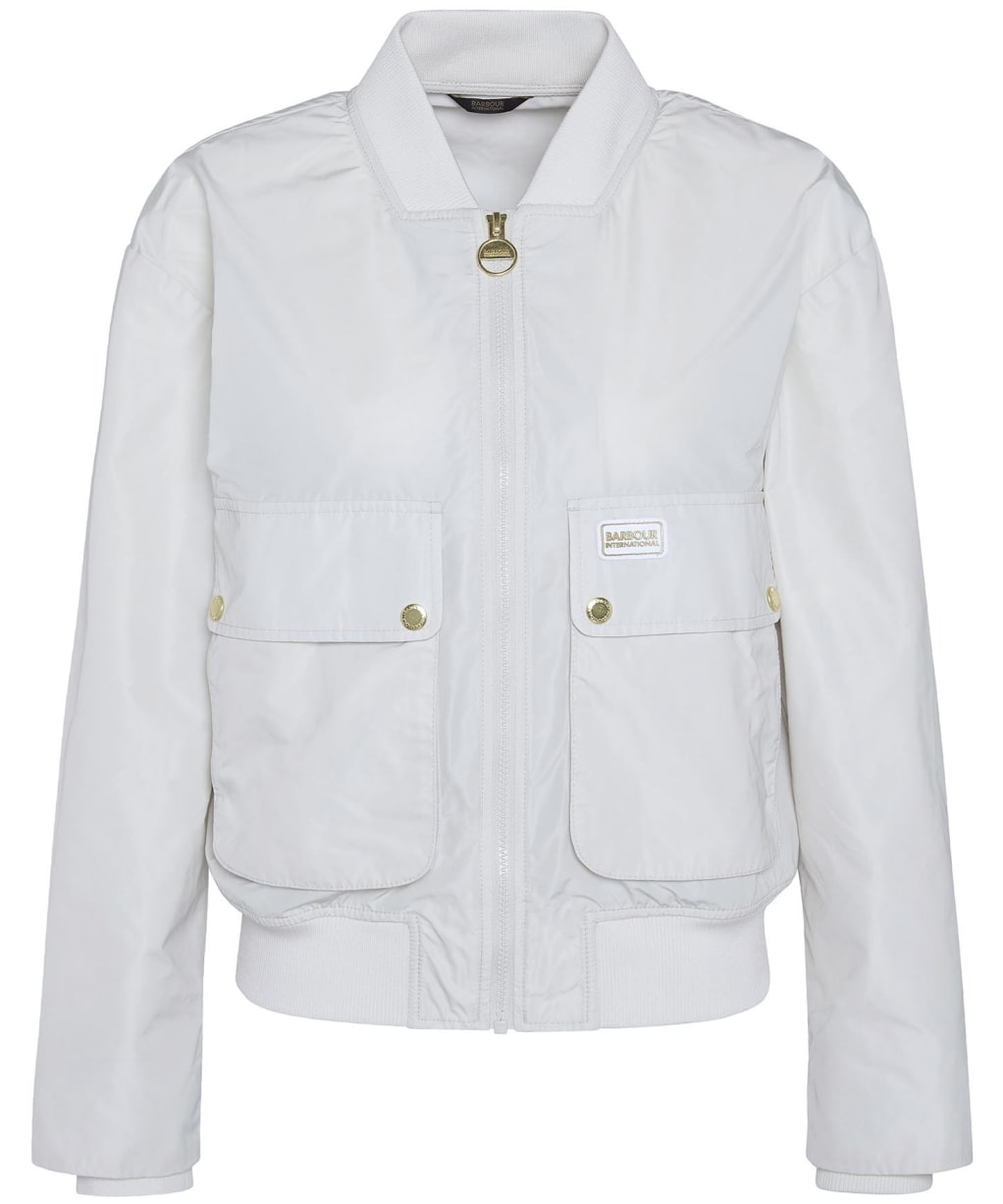 Women's Barbour International Priya Showerproof Bomber Jacket - Silver Birch