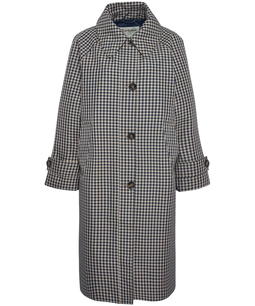 Women's Barbour Nadine Checked Showerproof Car Coat - Navy / Light Sand