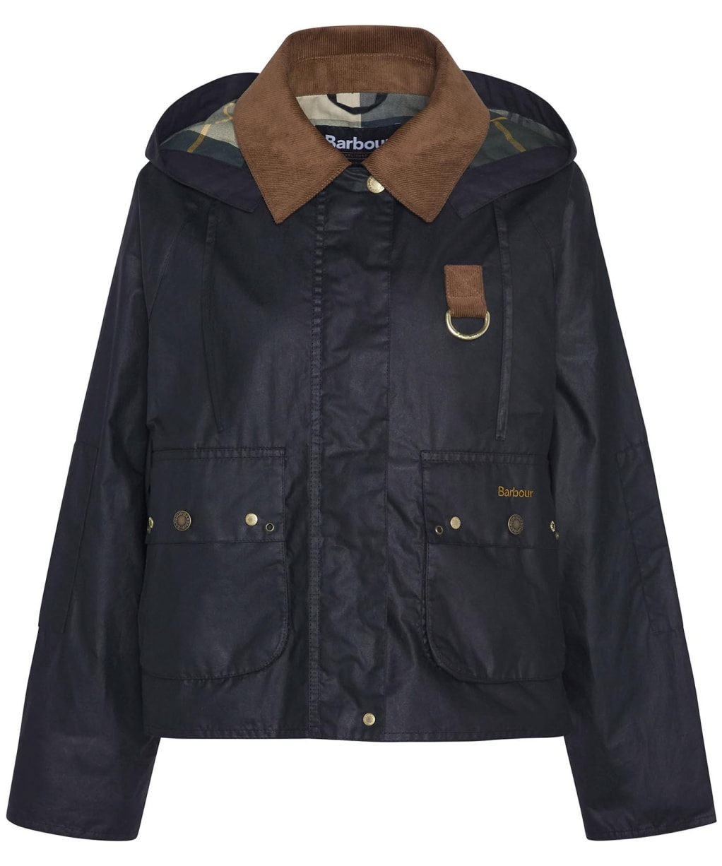 Women's Barbour Erma Waxed Jacket - Black / Ancient Tartan