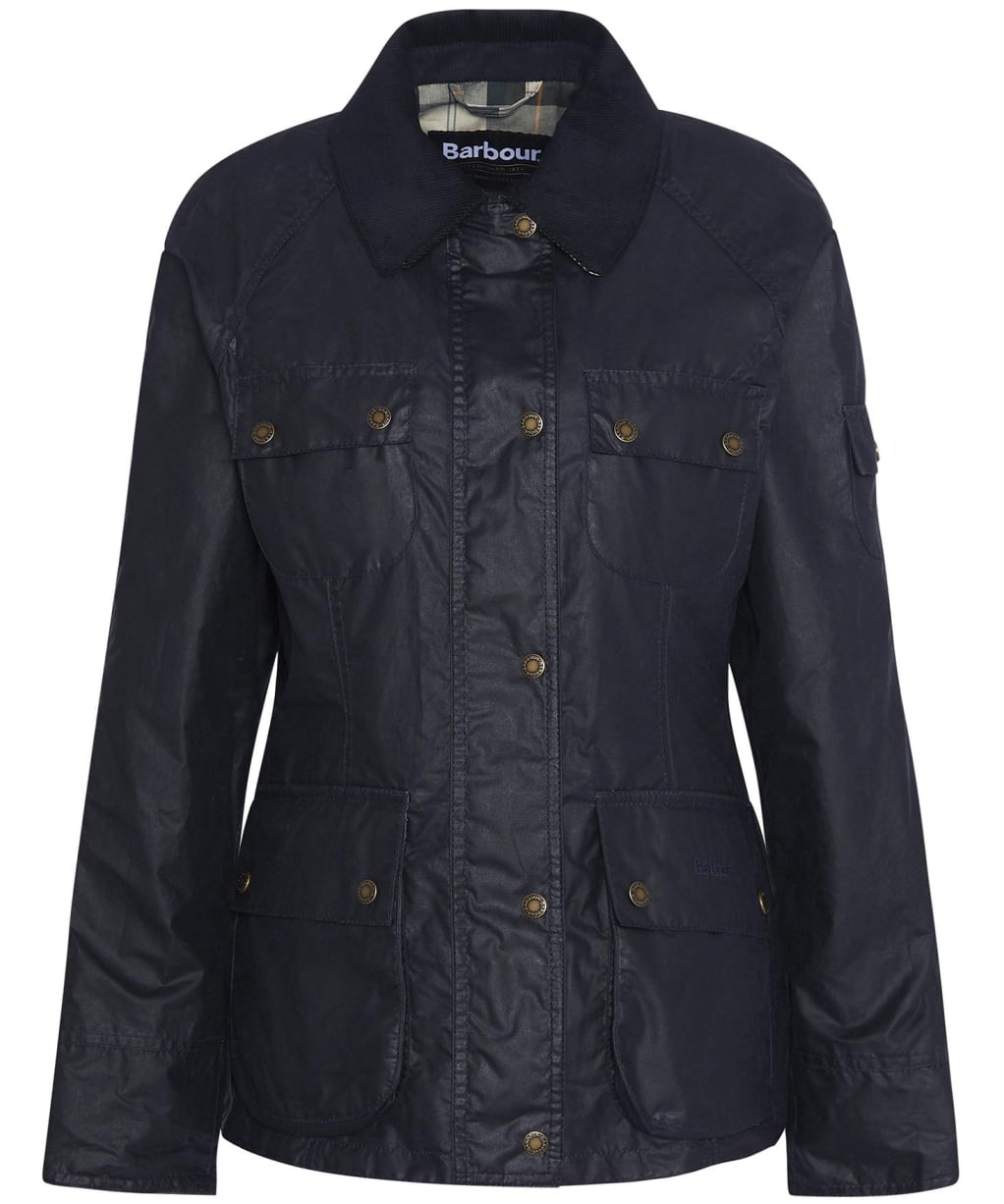 Women's Barbour Arlo Utility Waxed Jacket - Royal Navy / Ancient Tartan