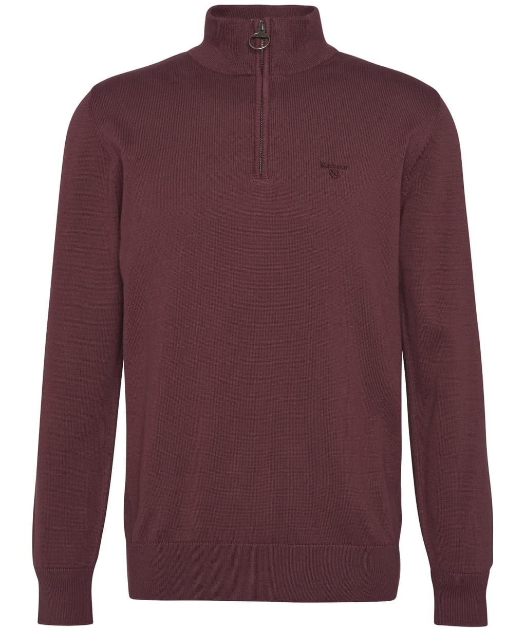 Men’s Barbour Cotton Half Zip Sweater - Burnt Heather