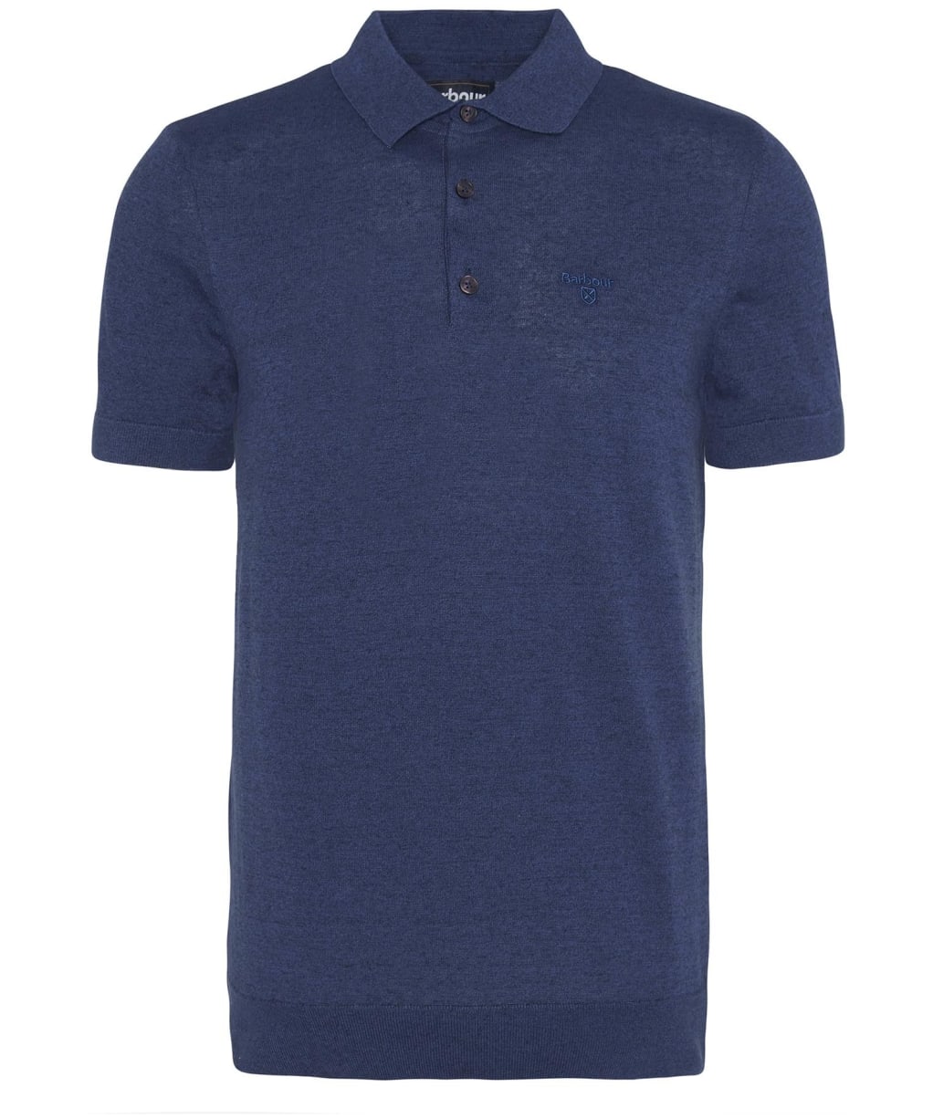 Men's Barbour Buston Short Sleeve Knitted Polo Shirt - Navy