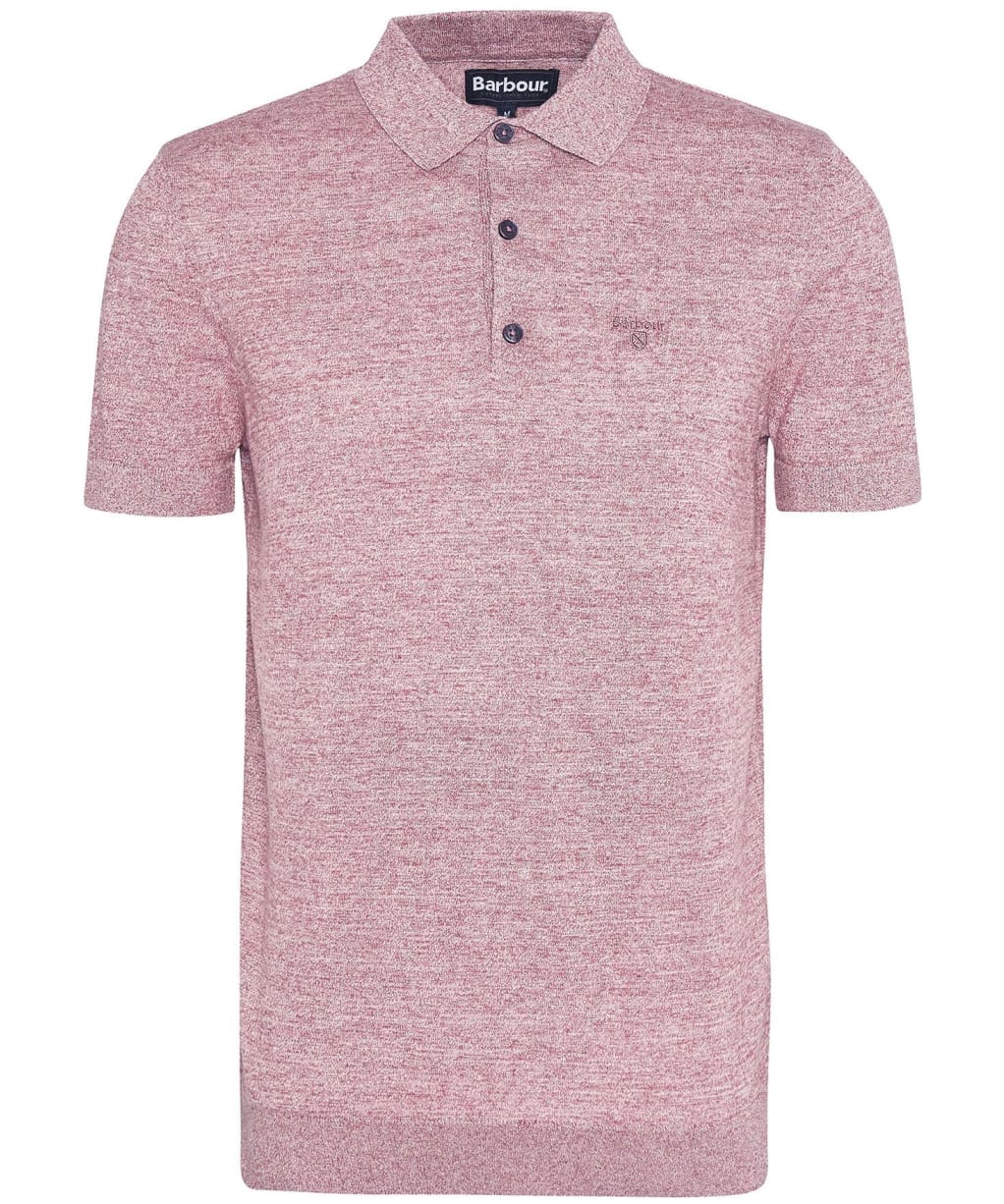 Men's Barbour Buston Short Sleeve Knitted Polo Shirt - Red Spice