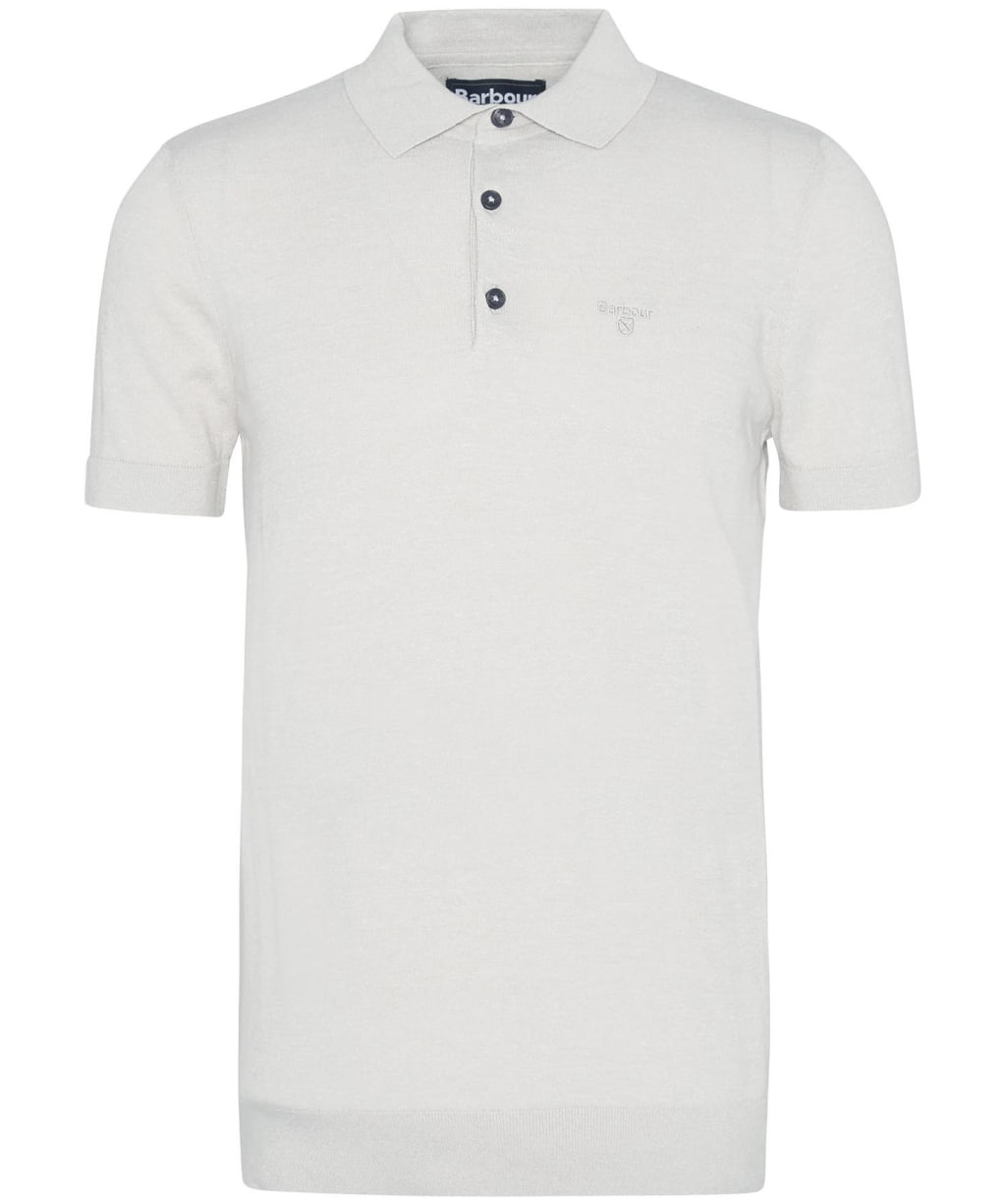 Men's Barbour Buston Short Sleeve Knitted Polo Shirt - Antique White