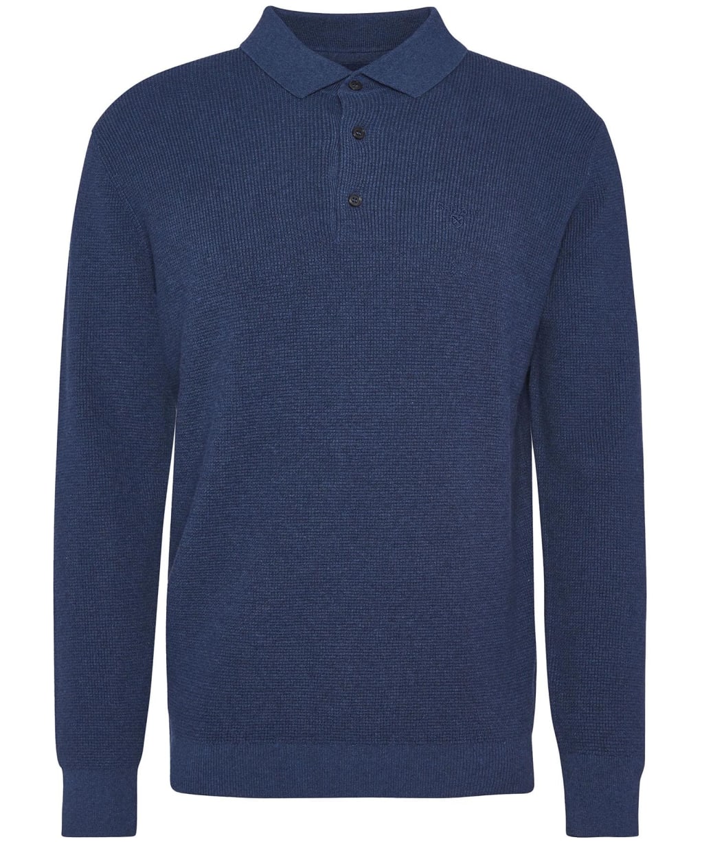 Men's Barbour Holt Waffle Knitted Polo Shirt - Oceana