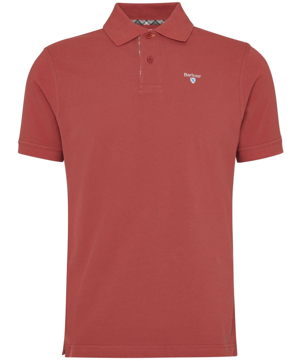 Men's Barbour Tartan Pique Polo Shirt - Red Spice