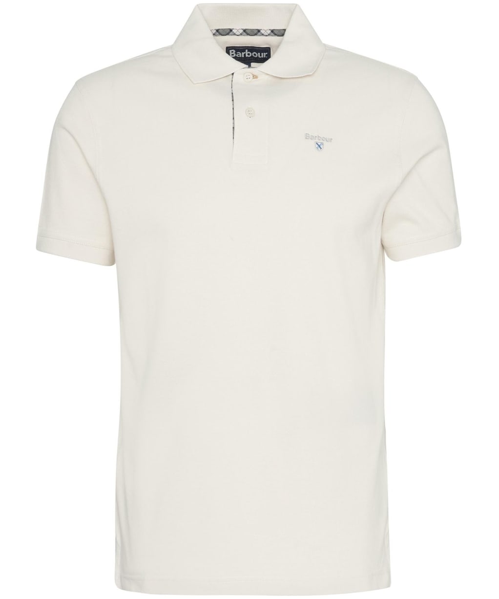 Men's Barbour Tartan Pique Polo Shirt - Antique White