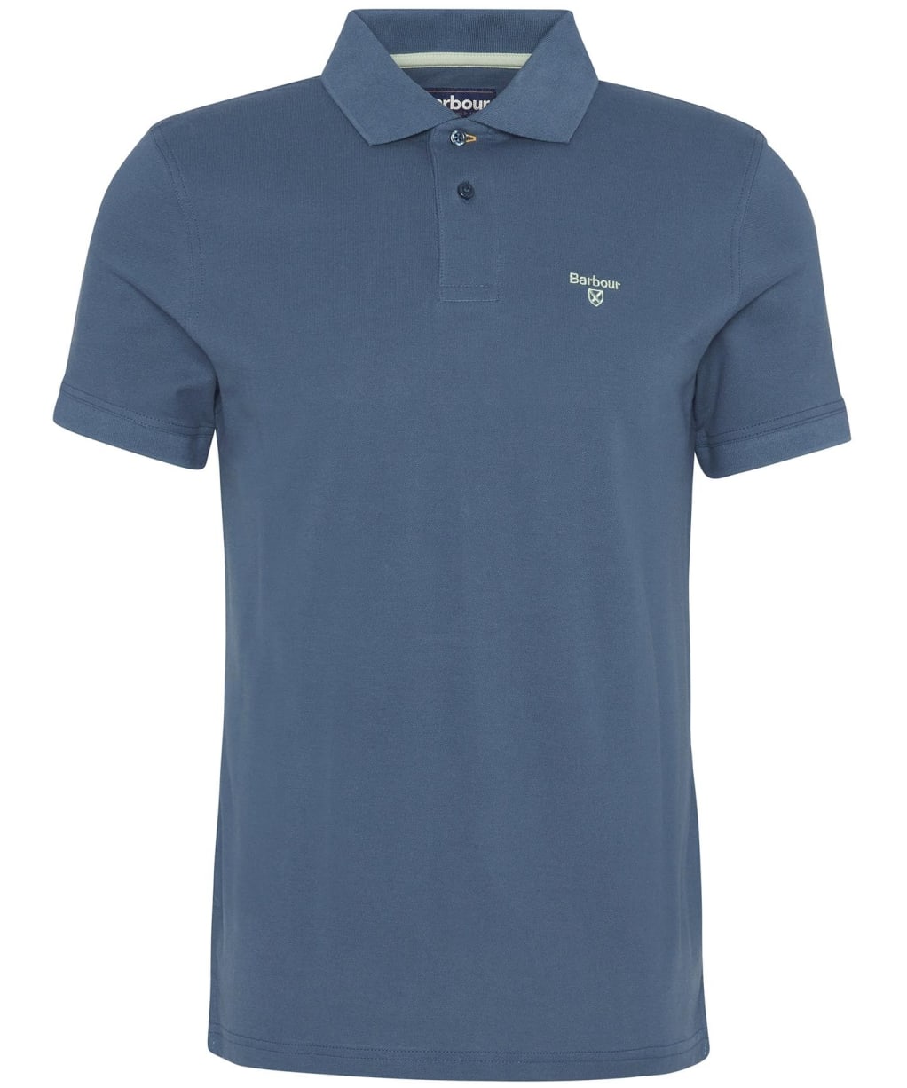 Men's Barbour Lightweight Short Sleeve Sports Cotton Polo Shirt - Dusk Blue