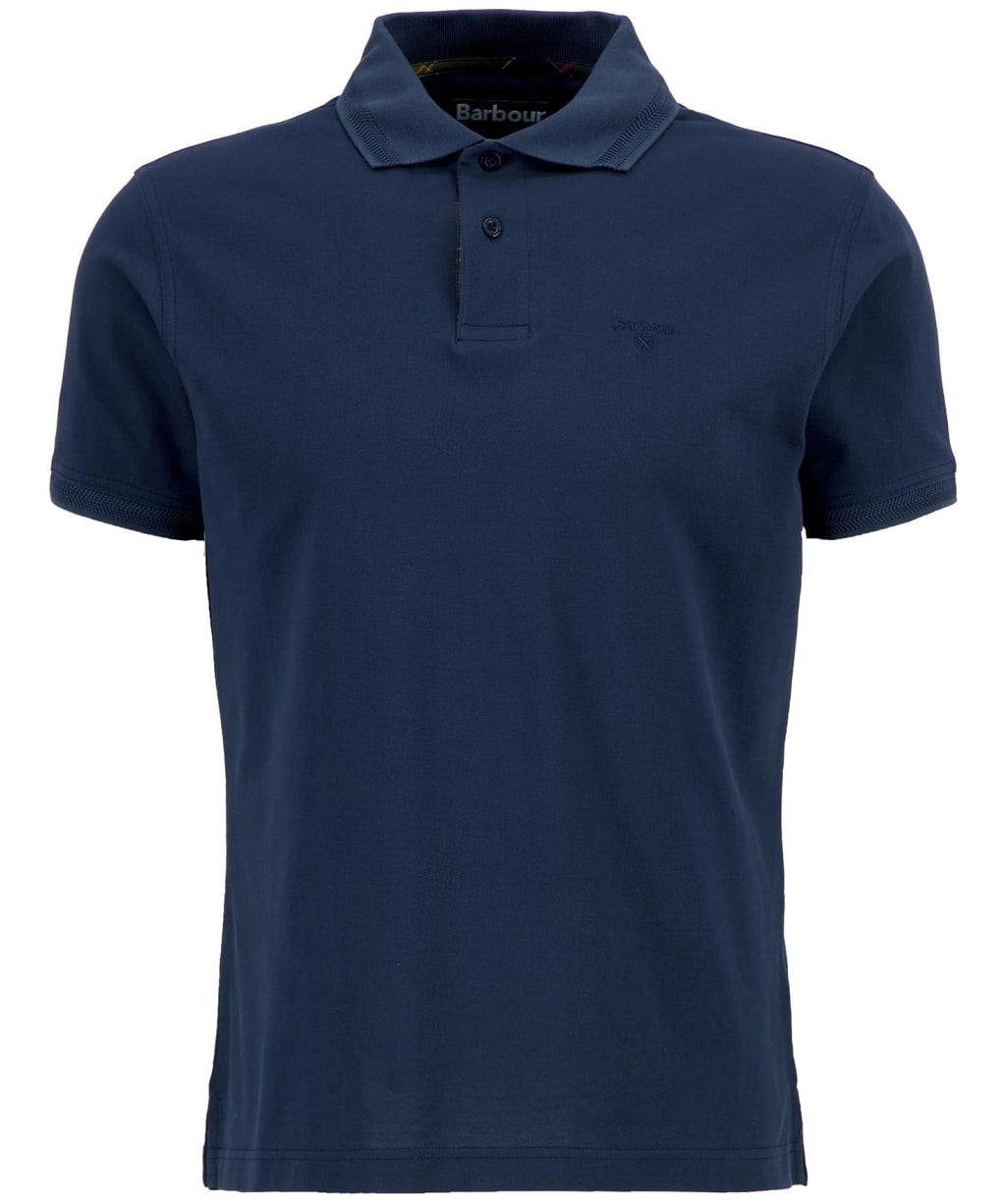 Men's Barbour Premium Tartan Pique Polo Shirt - Navy