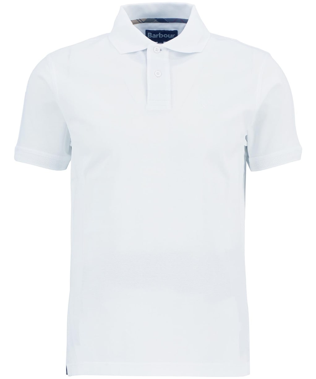 Men's Barbour Premium Tartan Pique Polo Shirt - White