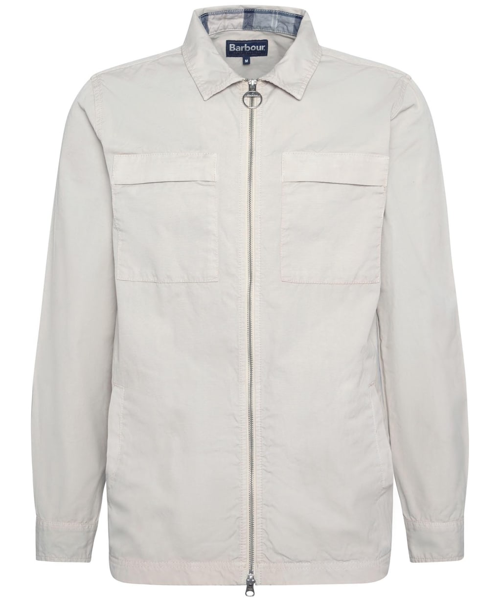 Men's Barbour Glendale Zip Through Cotton Overshirt - Mist
