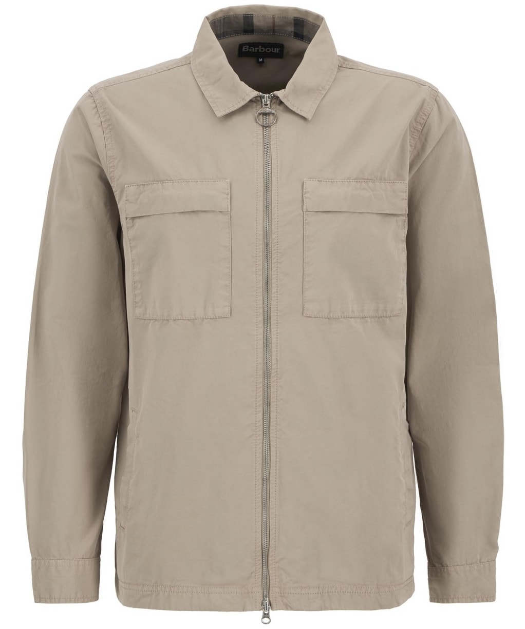Men's Barbour Glendale Zip Through Cotton Overshirt - Washed Stone