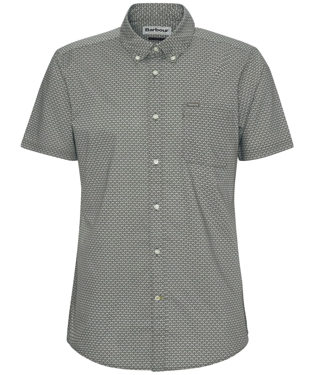 Men's Barbour Shell Short Sleeve Tailored Cotton Shirt - Olive