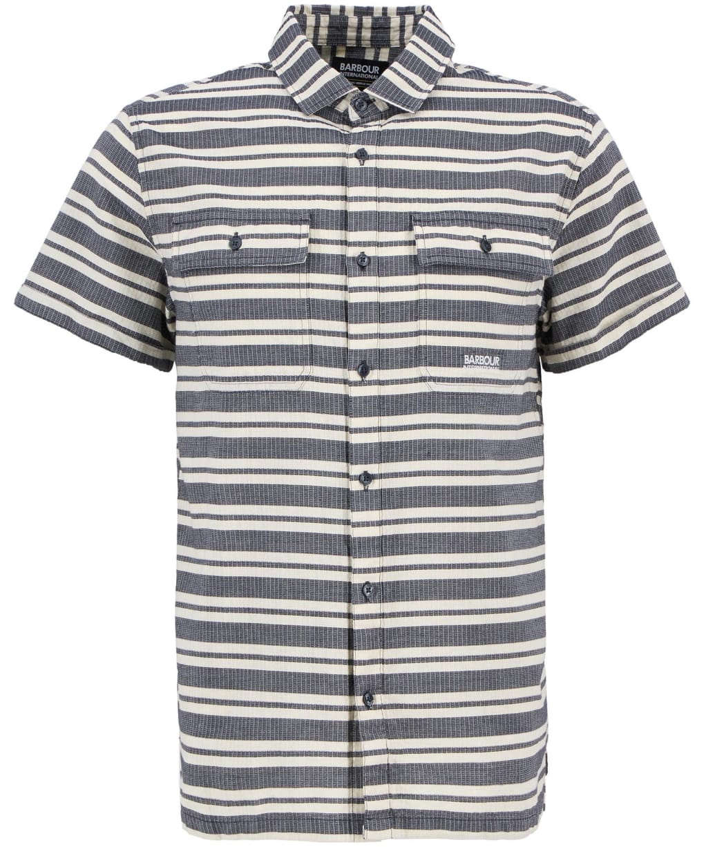 Men's Barbour International Joshua Jacquard Striped Shirt - Navy