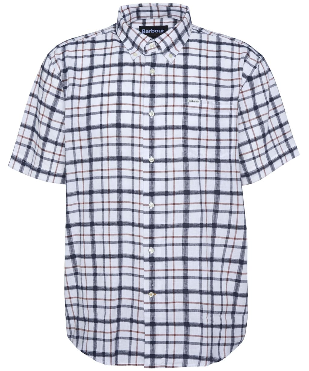 Men's Barbour Glover S/S Linen Blend Regular Fit  Shirt - Brook Blue
