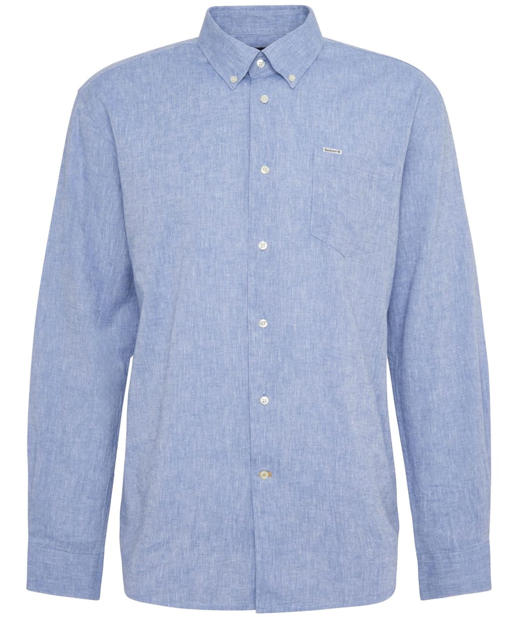 Men's Barbour Nelson Linen Blend Regular Fit Shirt - Blue