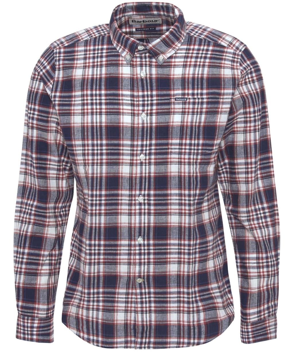 Men's Barbour Bridport Linen Blend Tailored Fit Shirt - Navy
