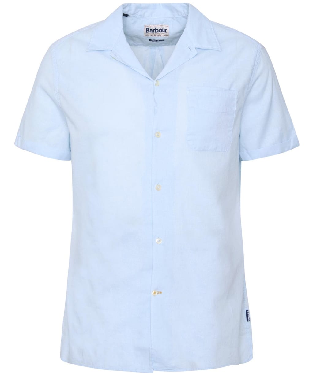 Men's Barbour Garment Dyed Nelson Short Sleeve Regular Fit Shirt - Light Blue