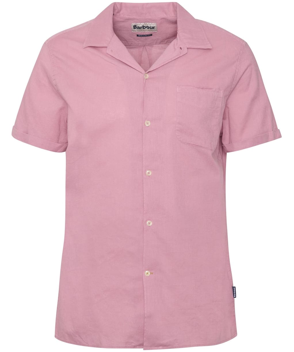 Men's Barbour Garment Dyed Nelson Short Sleeve Regular Fit Shirt - True Pink