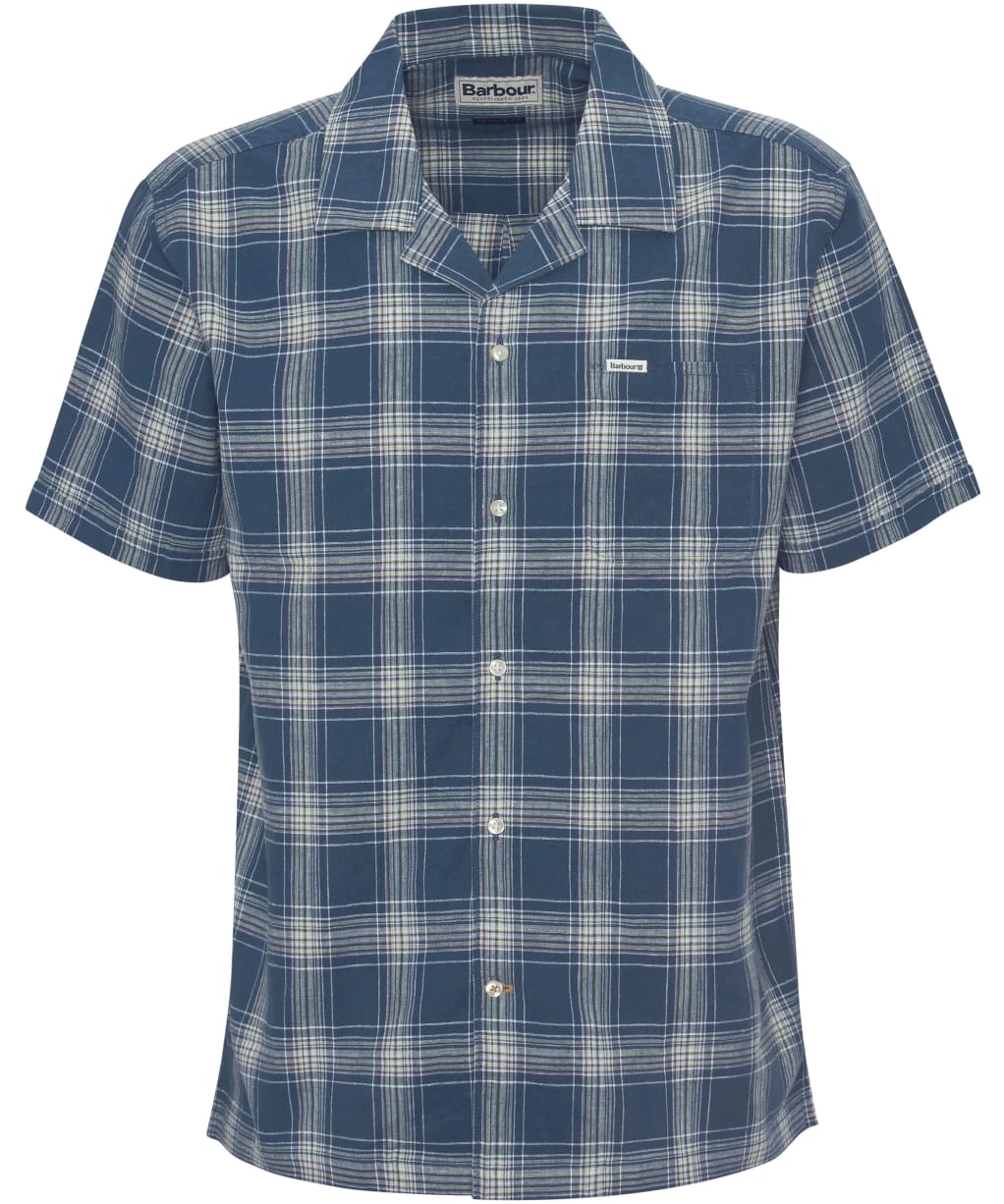 Men's Barbour Fairlands Short Sleeve Regular Fit Check Shirt - Dusk Blue