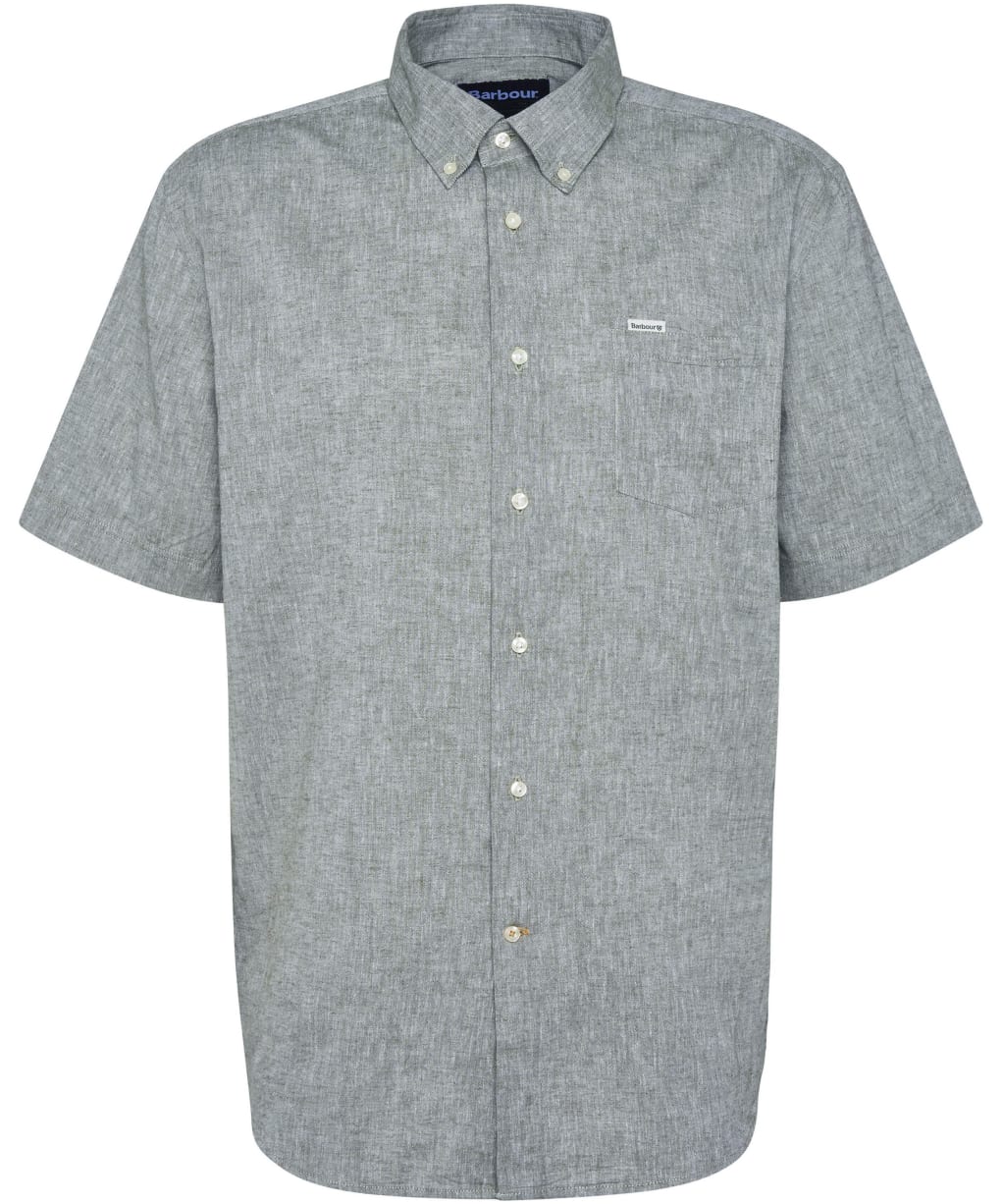 Men's Barbour Nelson Short Sleeve Linen Blend Regular Fit Shirt - Olive