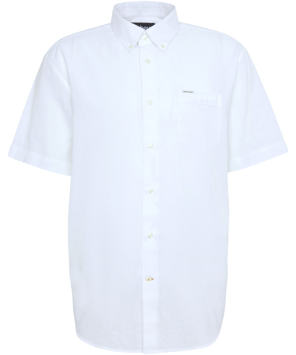 Men's Barbour Nelson Short Sleeve Linen Blend Regular Fit Shirt - White