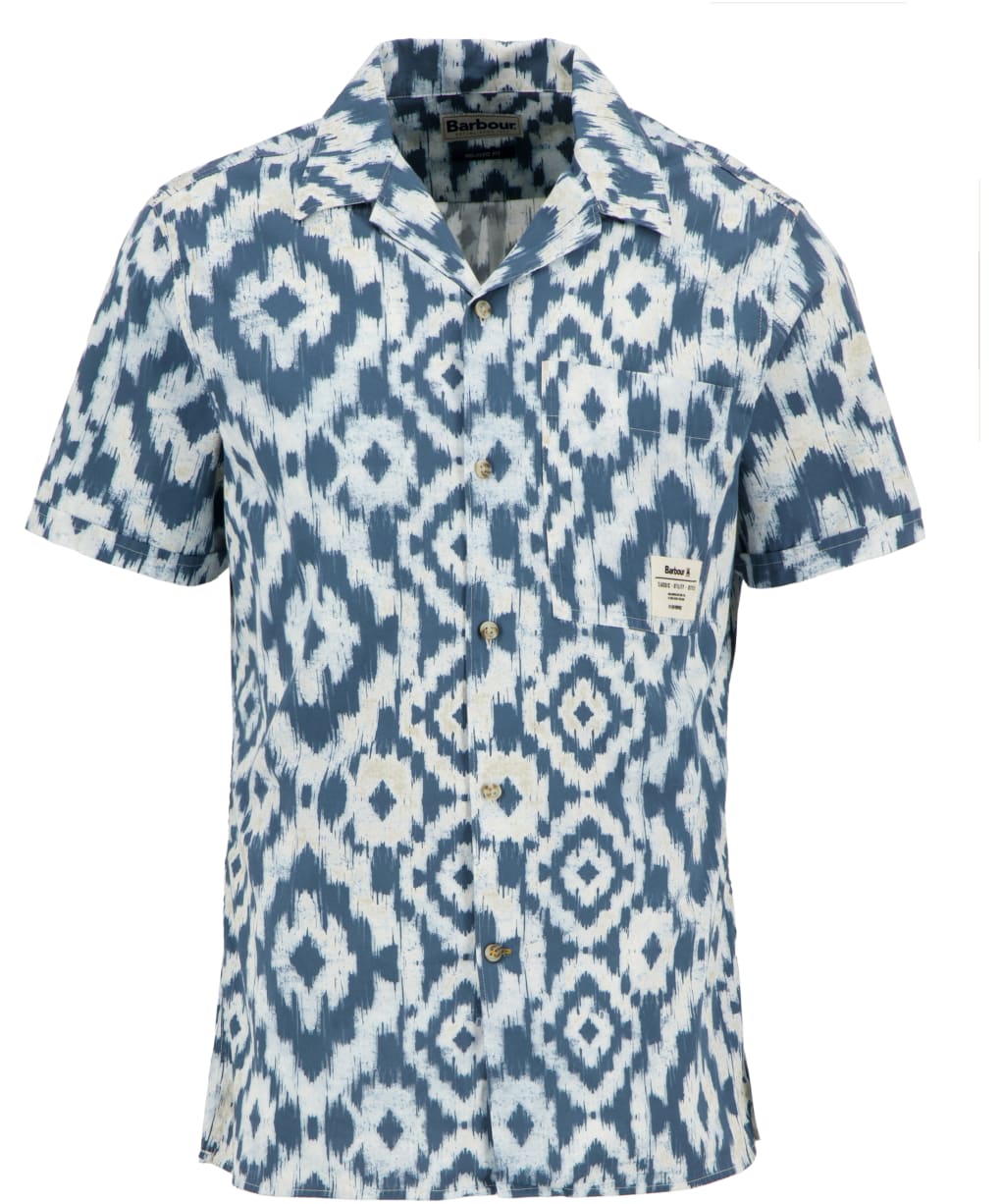 Men's Barbour Homelane Printed Short Sleeve Relaxed Fit Shirt - Navy