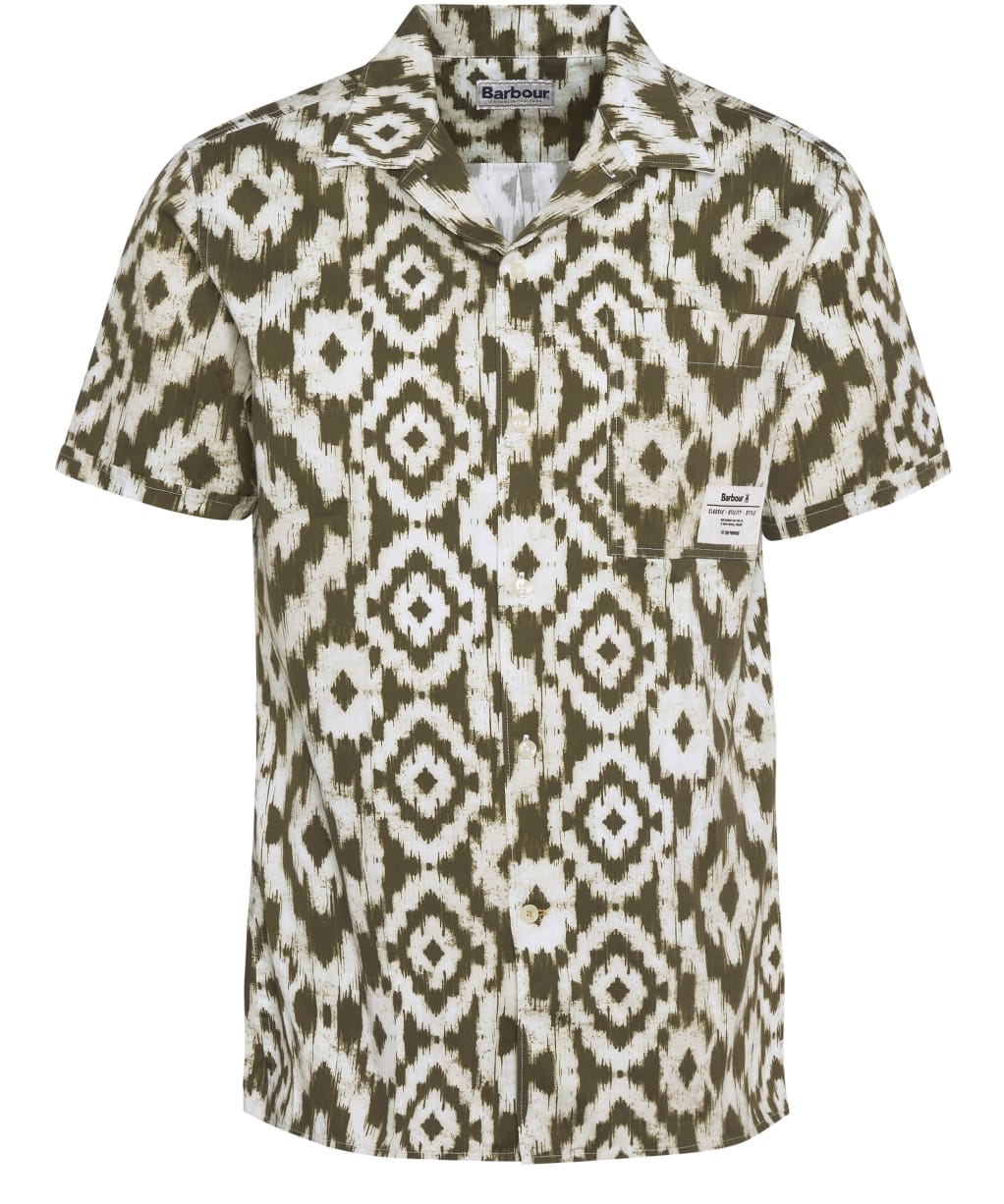 Men's Barbour Homelane Printed Short Sleeve Relaxed Fit Shirt - Light Sage