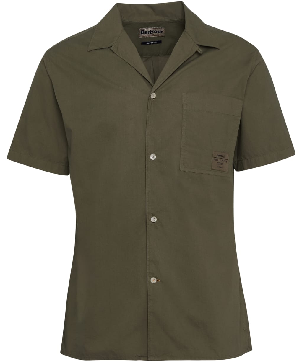 Men's Barbour Holywell Poplin Short Sleeve Relaxed Fit Shirt - Light Sage