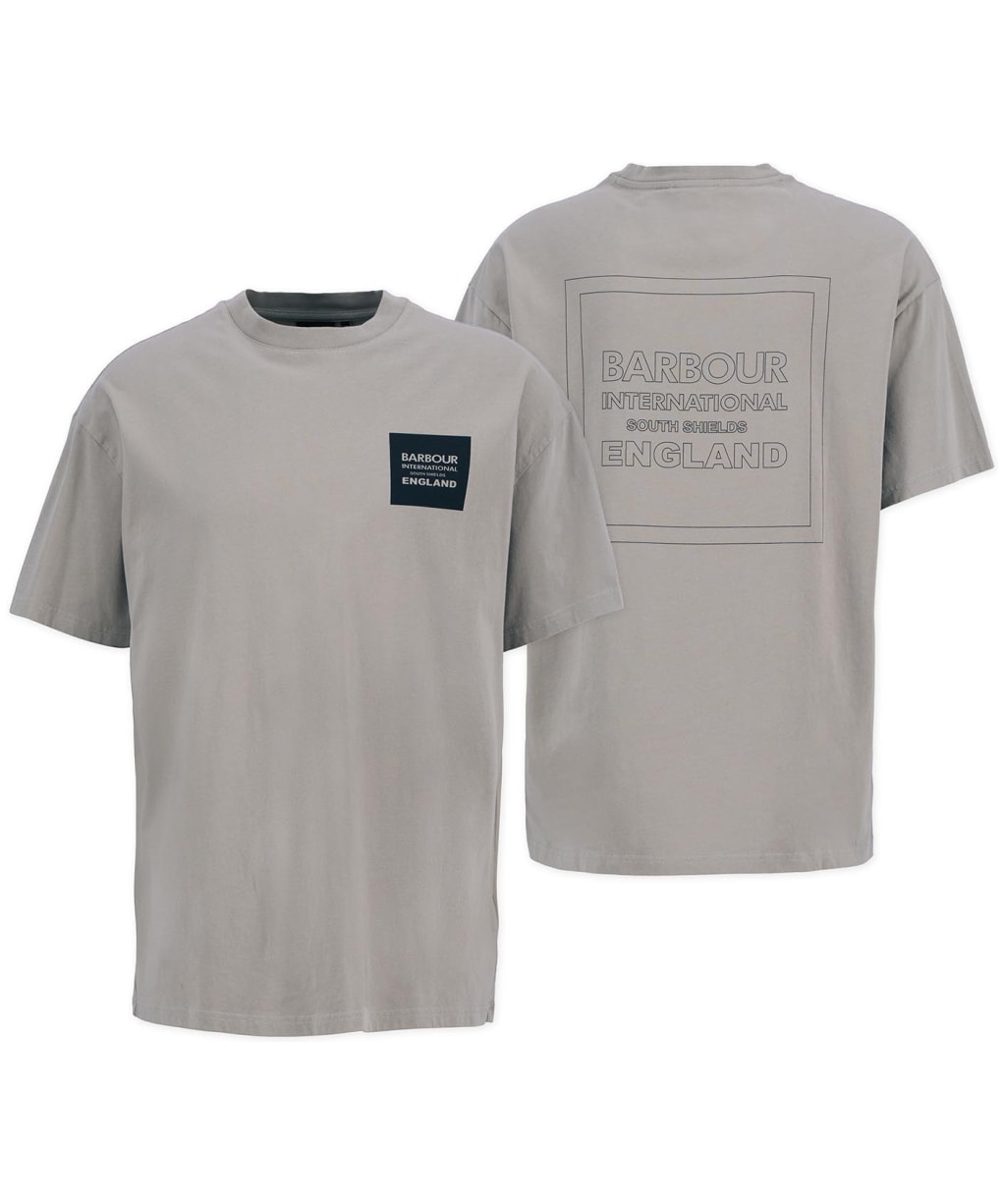Men's Barbour International Micro Block Graphic Oversized T-Shirt - Concrete
