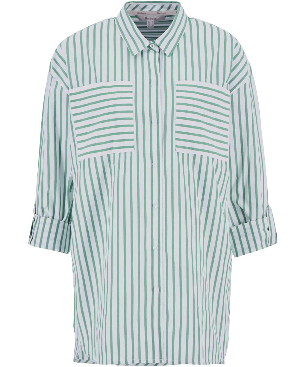 Women's Barbour Nicola Shirt - WHITE/KELLY GREE