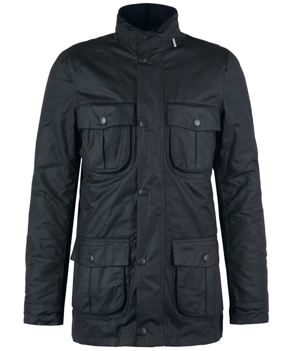 Men's Barbour Corbridge Waxed Jacket - Black / Classic Tartan